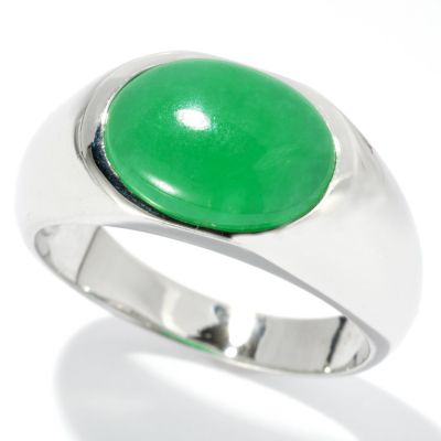 120-609 - Men's Sterling Silver 13 x 10mm Dyed Jade Ring 