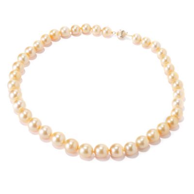 14K YG 18" 9-12mm GOLDEN SOUTH SEA PEARL NECKLACE