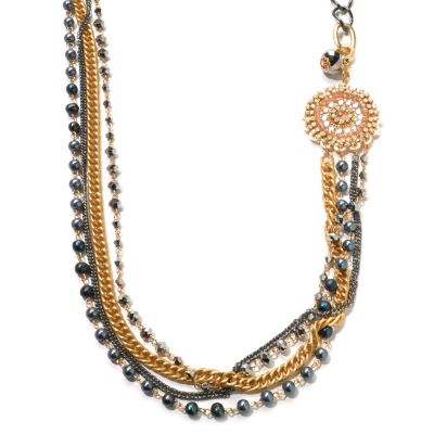 MIXED METAL COLOR 36" CRYSTAL-FAUX PEARL "ALEXIS" NECKLACE