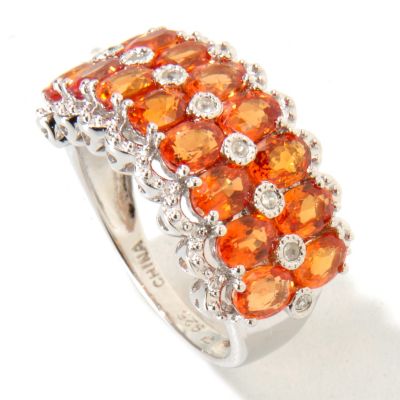SS/P RING FANCY SAPPHIRE & WHT ZIRCON BAND
