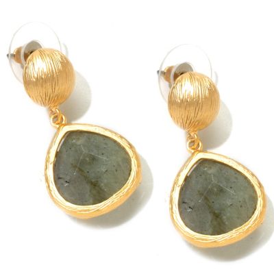 120-657 - Meghan Browne Style Gold-tone Faceted Stone "Abbott" Earrings 