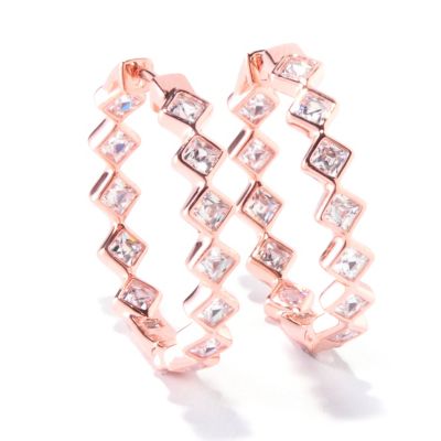 TYCOON SS/CHOICE BEZEL SET INSIDE OUT HOOP EARRINGS