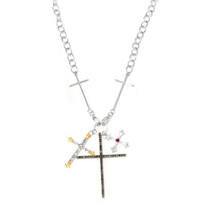 SS MULTI CROSS NECKLACE 24"