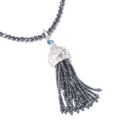 120-711 - Dallas Prince Designs 34" Hematite, London Blue Topaz & White Sapphire Necklace