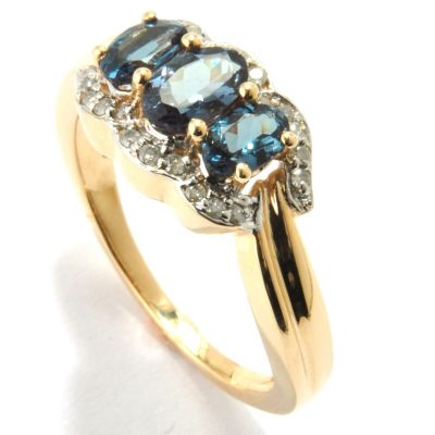 120-723 - Gem Insider 14K Gold 1.13ctw Color Change Garnet & Diamond Three-Stone Ring