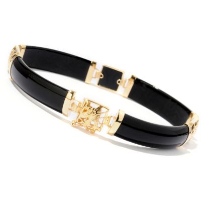 SS/P 7.25" BLACK ONYX DRAGON BRACELET