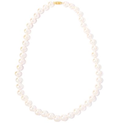 14K YG 9-10MM PERFECT ROUND WHITE FWP NECKLACE