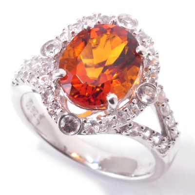 120-808 - Gem Insider Sterling Silver 2.46ctw Madeira Citrine & White Sapphire Ring