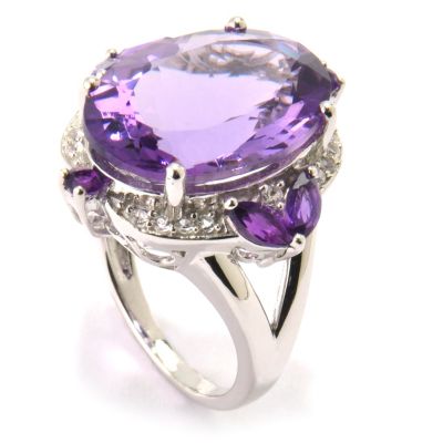 SS OVAL 18X13MM AMETHYST RING