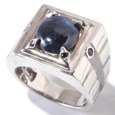 120-827 - Men's en Vogue II 12 x 10mm Star Sapphire & Blue Sapphire Ring
