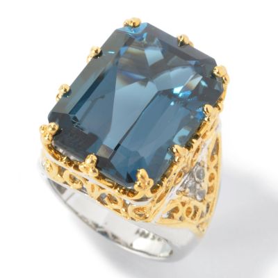 120-845 - Gems en Vogue II 24.63ctw London Blue Topaz & White Sapphire Ring