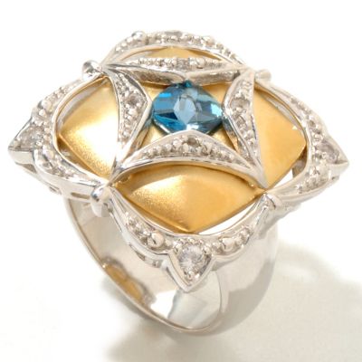 KA - SS/PLAT & 18KGP RING GEMSTONE CUSHION LACE