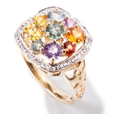 14K YG MULTI COLOR SAPPHIRE RING