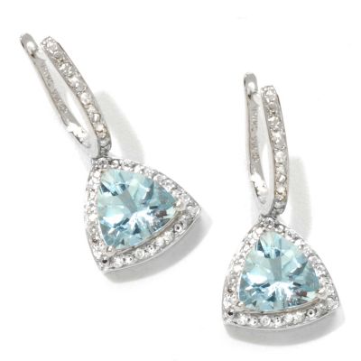 14K TRILLION AQUA AND ZIRCON DROP EARRING