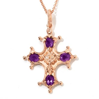 SS/ ROSE VERM RENAISSANCE CROSS W/ CHAIN