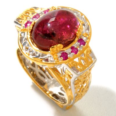 120-948 - Gems en Vogue II 12 x 9mm Rubellite & Ruby Euro Shank Ring