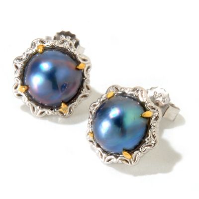 120-952 - Gems en Vogue II 9-10mm Mabe Cultured Pearl Stud Earrings