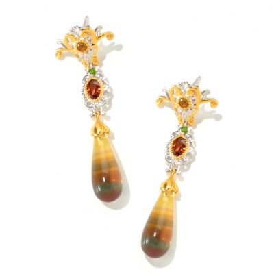 120-973 - Gems en Vogue II 20 x 8mm Fluorite & Multi Gemstone Drop Earrings