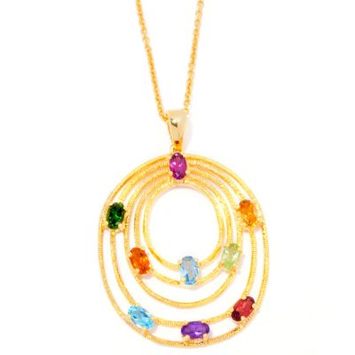 120-989 - NYC II 2.30ctw Multi Gemstone Tiered Oval Pendant w/ Chain
