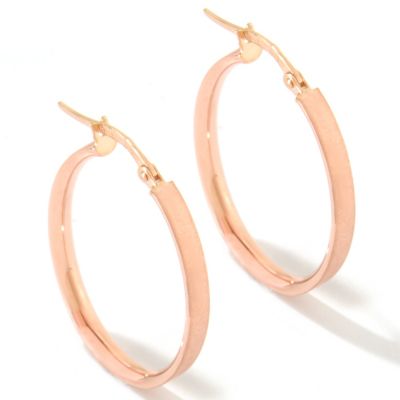 120-992 - SempreGold&trade; 14K Oval Satin Finished Hoop Earrings