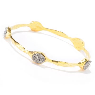 BRONZE/18KGP BRAC MARTELLATO DRUSY STATION SLIP-ON BANGLE