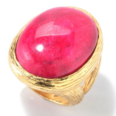 BRONZE/18KGP RING OPAQUE PRECIOUS GEMSTONE