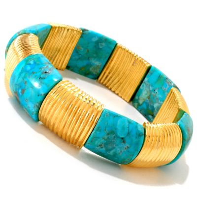 BRONZE/18KGP BRAC GEMSTONE & LINK STRETCH