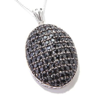 SS 4.5 CTW BLACK SPINEL PENDANT W/ 18" CHAIN