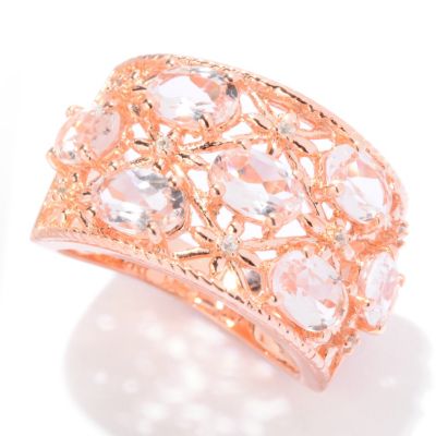 SS/P RING MORGANITE & WHT ZIRCON BAND