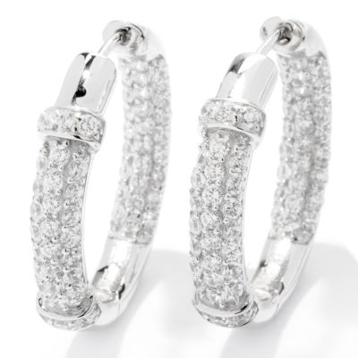 SB SS/CHOICE PAVE AND POLISHED INSIDE OUT HOOP EARRINGS