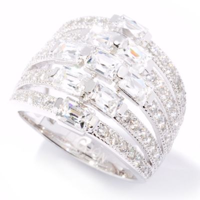 TYCOON SS/PLAT RECTANGULAR TYCOON CUT 5 ROW RING