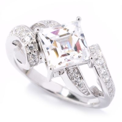 121-150 - TYCOON for Brilliante&reg; Platinum Embraced&trade; 2.27 DEW Square Tycoon Cut Ribbon Shank Ring