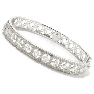 TYCOON SS/PLAT SQUARE CUT AND PAVE CUT OUT FANCY GALLERY BANGLE