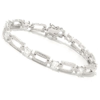 TYCOON SS/PLAT SQUARE CUT AND ROUND LINK BRACELET