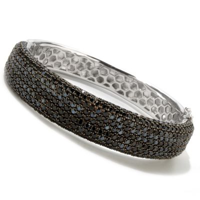 Sterling Silver Pave Black Spinel Bangle Bracelet