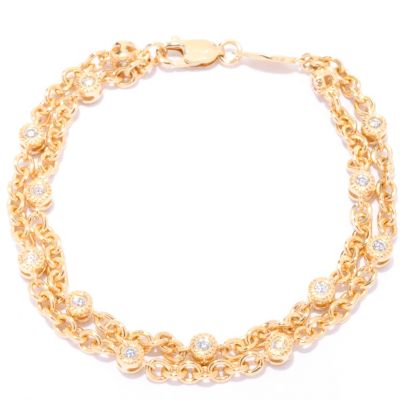 121-195 - Sonia Bitton for Brilliante&reg; 3.30 DEW Round Cut Bezel Double Strand Station Bracelet