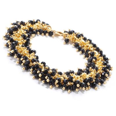 BRONZE/18KGP BRAC ONYX BEAD CLUSTER LINK