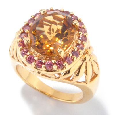 SS/18KV RING COGNAC QUARTZ & MOCHA ZIRCON