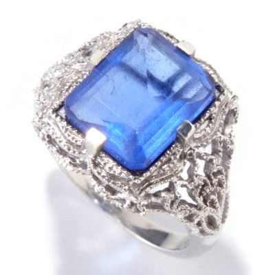 SS/P RING RADIANT-CUT COLOR CHANGE FLUORITE