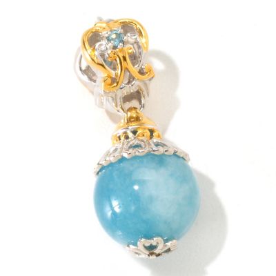 121-253 - Gems en Vogue II 12mm Aquamarine & Blue Zircon Bead Drop Charm