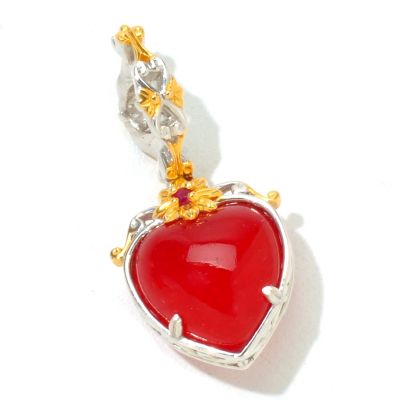 121-254 - Gems en Vogue II 12mm Dyed Red Jade & Ruby Heart Drop Charm