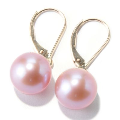 121-264 - 14K Gold 10-11mm Natural Colored Freshwater Cultured Pearl Drop Earrings