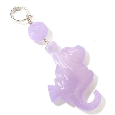 121-265 - Sterling Silver Dyed & Natural Carved Jade Animal Enhancer Pendant