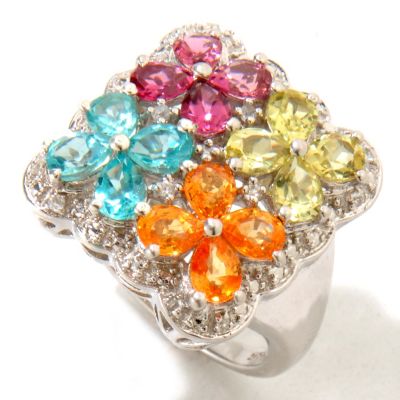 121-366 - NYC II 2.39ctw Exotic Multi Gemstone ''Tucson Flower'' Ring