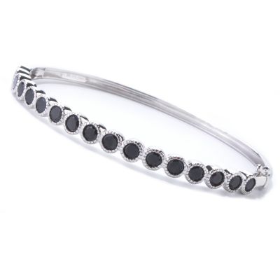 SS/P BRAC EXOTIC GEM HINGED BANGLE