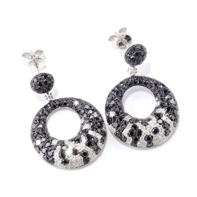 EFFY 14K WHITE GOLD DIAMOND & BLACK DIAMOND EARRINGS