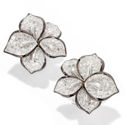 EFFY 14K WHITE GOLD DIAMOND EARRINGS W/ BLACK RHODIUM
