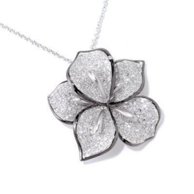 EFFY 14K WHITE GOLD DIAMOND PENDANT W/ BLACK RHODIUM