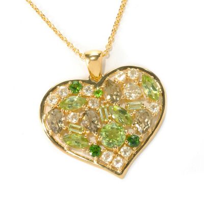 121-464 - NYC II Multi Gemstone Heart Pendant w/ 18" Chain 