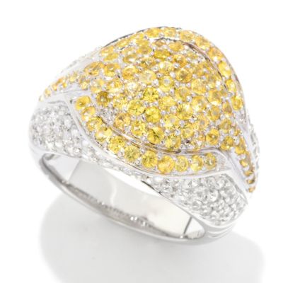 SS PAVE RING YELLOW / WHITE ZIRCON RING
